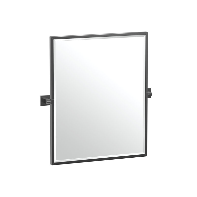 Miroir de salle de bain mural Miroir, H 25 po x l 23,63 po, Noir mat
