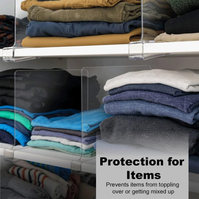 8 Pack Acrylic Shelf Dividers For Closet Organization – Clear Adjustable Closet Shelf Separators For Clothes, Handbags & Towels – Durable Acrylic Shelf Dividers For Neat Shelves & Storage