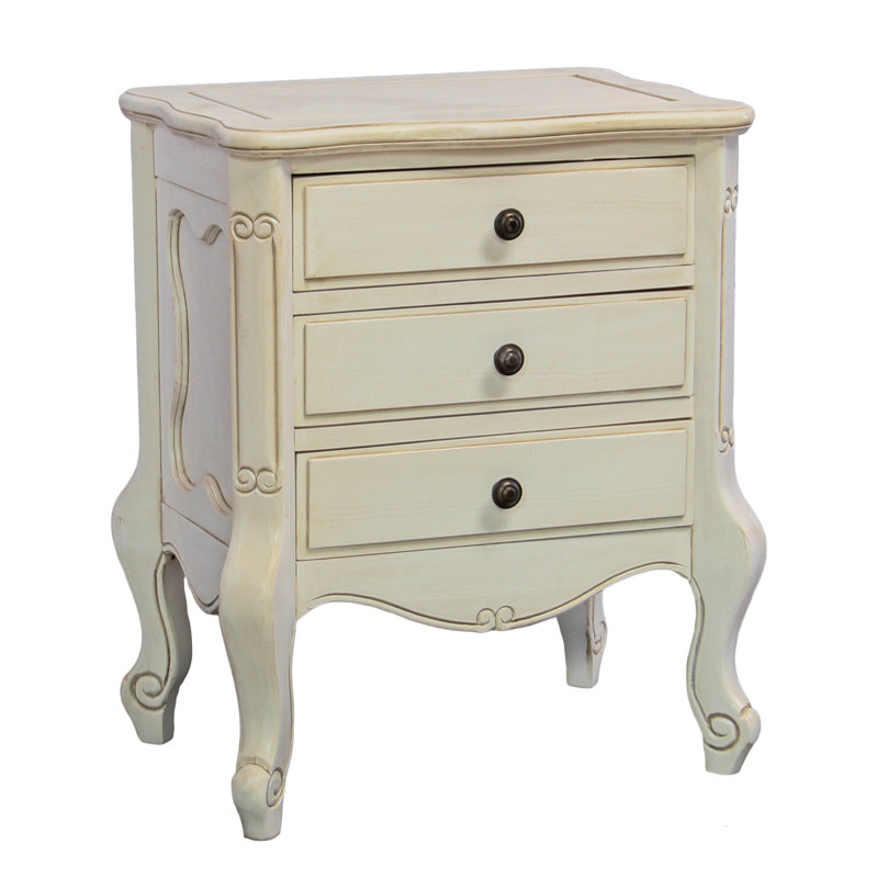 Tercero Lacey 3-Drawer Nightstand, Blanc antique
