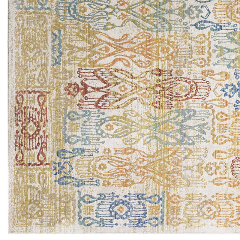 Modway Solimar Distressed Southwestern Aztec Area Rug, Rectangle 8' x 10'