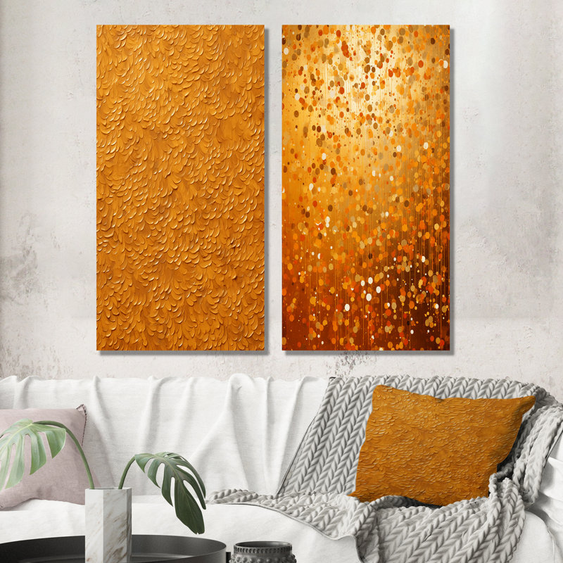 «Golden Abstract Dot Radiance II», ensemble de 2 reproductions d'art sur toile, H 28 po x l 25 po, Toile tendue