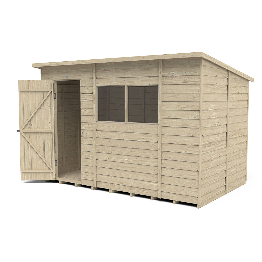10 ft. W x 6 ft. D Wooden Overlap Pent Garden Shed with Installation Service