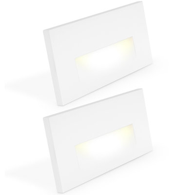 Éclairage de marches à DEL Luxrite, 5CCT, 3W, 150LM, faisceau 90 °, à intensité variable, 120V, imperméable IP65, éclairage intérieur / extérieur, homologué pour l'humidité, paquet de 2 blanc