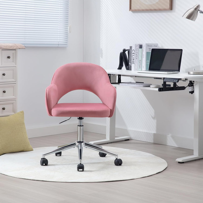 Pehrson Velvet Office Chair, Pink