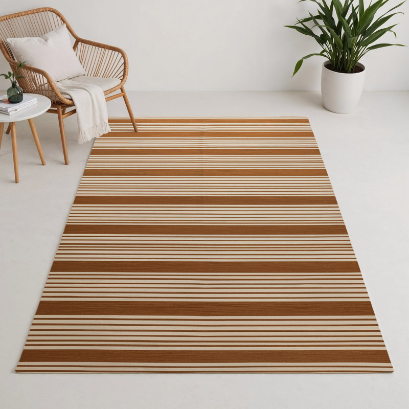 Tapis intérieur / extérieur beige HorizontalStripes, Rectangle 9 pi x 12 pi