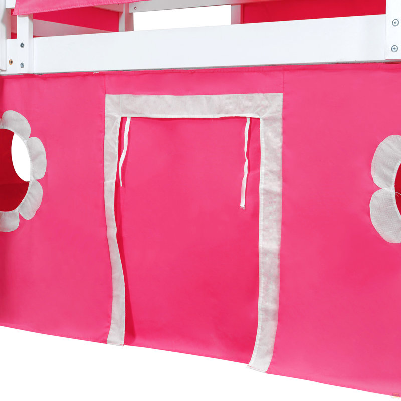 Lit mezzanine simple avec tente et tour rose Slide, Rose