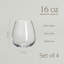 over&back Clear Traditional Mouth-Blown Glassware - Set of 4 Classic Stemless-99312952