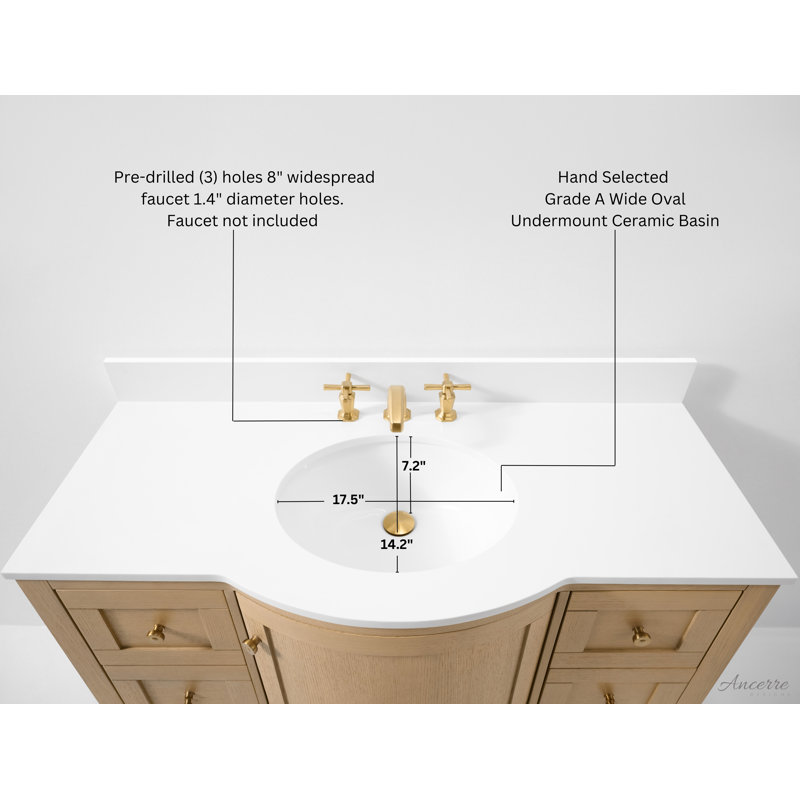 Lauren 48'' W Single Vanity, Gold, Oak