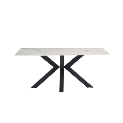Stone Top Metal Base Dining Table