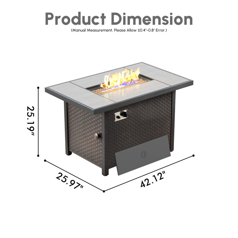 Emroy Fire Pit Table With Lid, 25.19" H x 42.12" W x 25.97" D