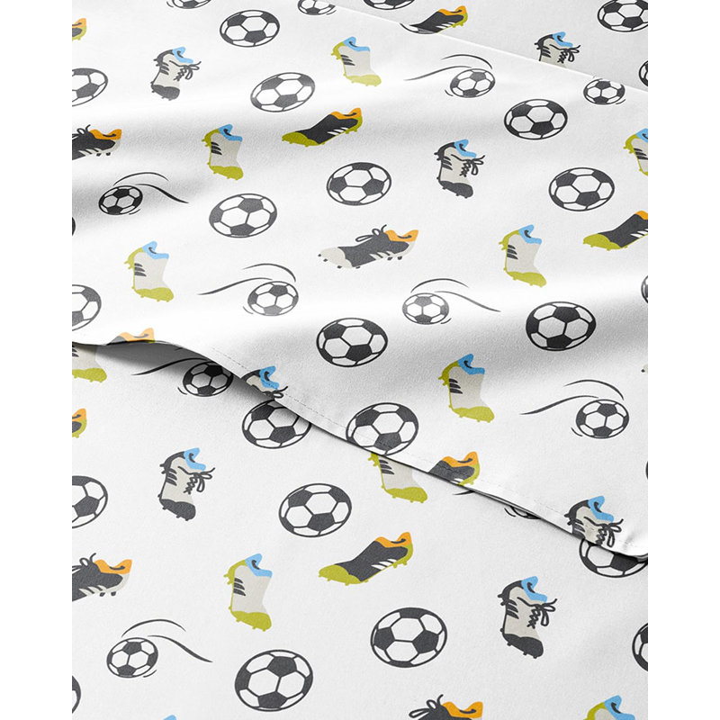 Kids Sheet Set, Soft Microfiber Bedding, Cozy & Breathable, Wrinkle Free Easy Care Bed Sheets, Soccer