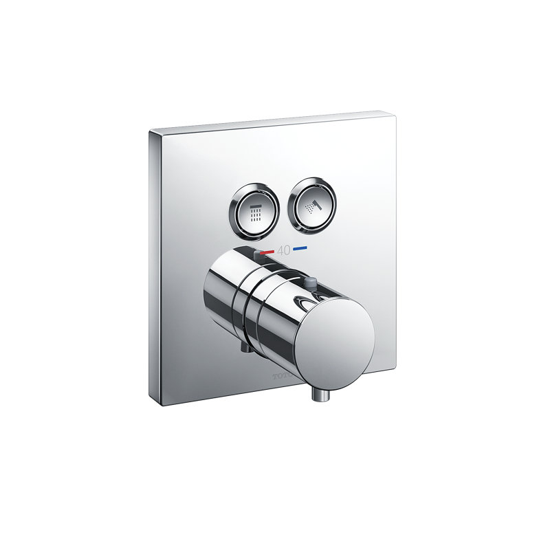 TOTO® Square Thermostatic Mixing Valve with 2-Function Shower Trim, Polished Chrome