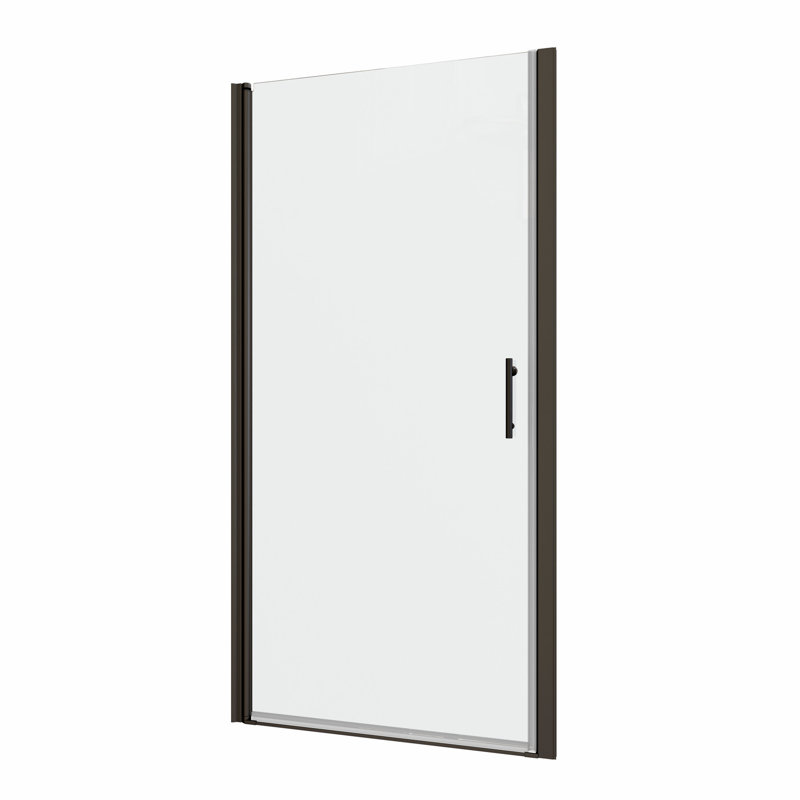 Universal Pivot Shower Door, Matted Black - 1/4" Tempered Clear Glass, 1 3/8" Adjustable, 36000 Times Tested, Leakage, Install Easily Door With Good Leak Property, Easy Installation Process