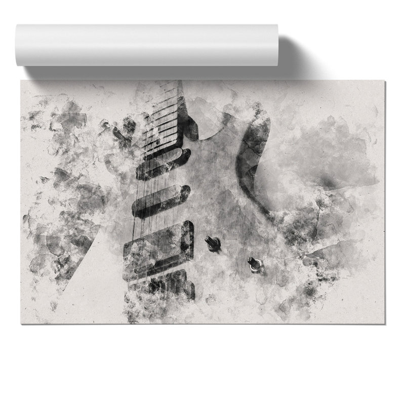 Electric Guitar Watercolour - Frameless Print, 59cm H x 84cm W x 0.1cm D