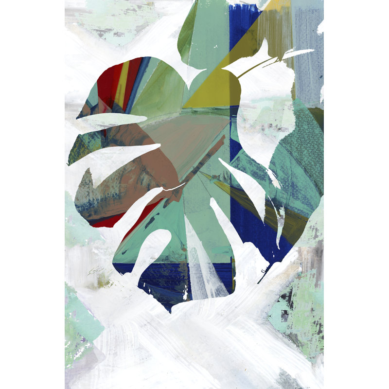 Monstera I by Cartissi - Painting Print, 91 cm H x 61 cm W, Black Floater Framed