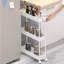Chariot de rangement mince à 3 niveaux, utilitaire roulant d'organisation de salle de bain, étagère mobile coulissante pour le bureau, la cuisine, la salle de lavage et les espaces étroits, blanc