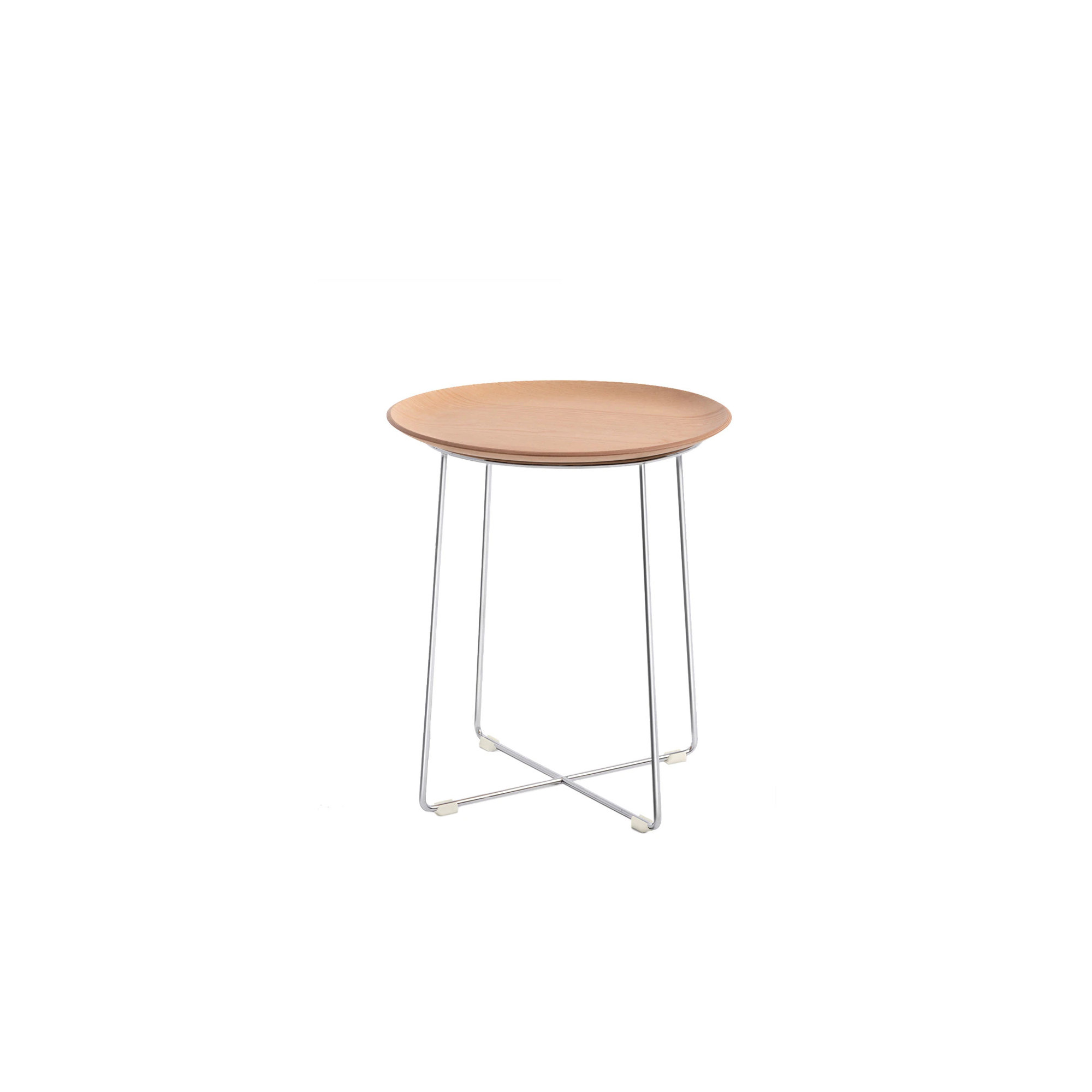 Al Solid Wood End Table, Chrome, Light Wood