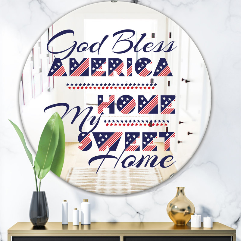 Miroir mural God Bless America, H 23,6 po x l 23,6 po