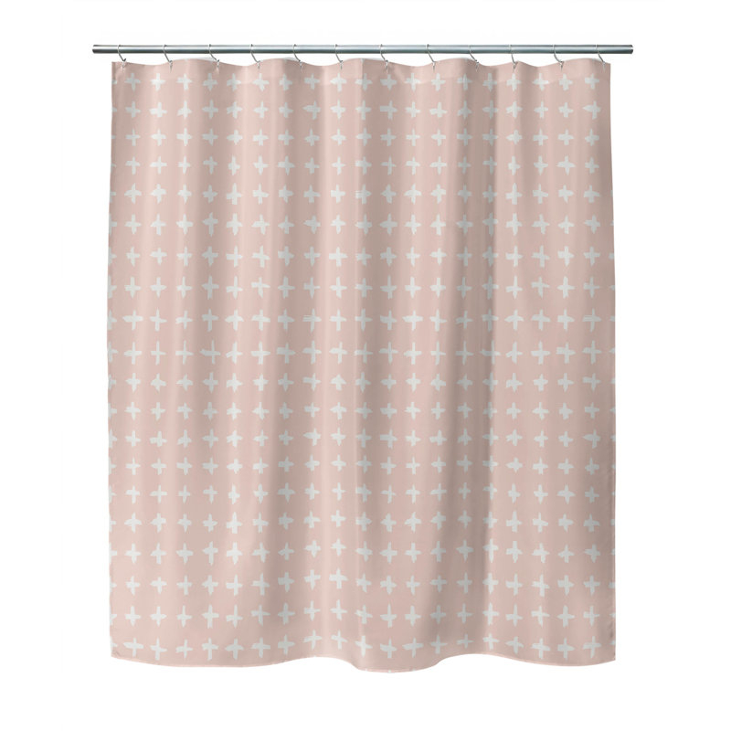 Check Ultra-Thin Lightweight Shower Curtain, Pink