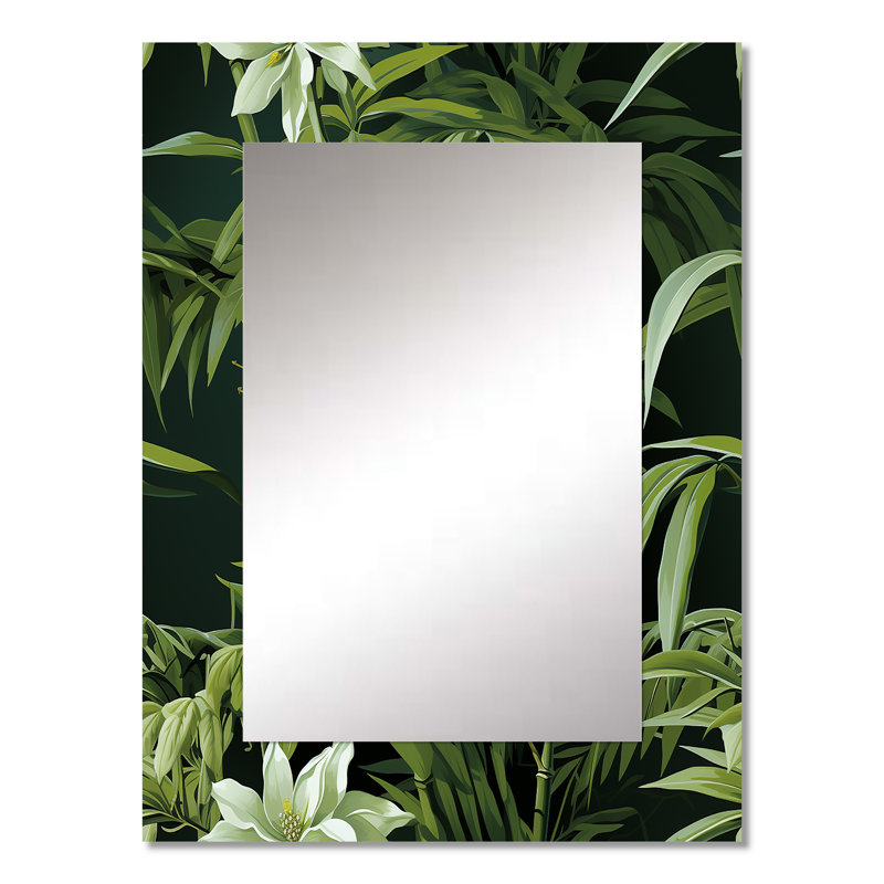 Bambou élégance motif tropical - miroir décoratif tropical, botanique, grand miroir mural floral, impression d'art en métal