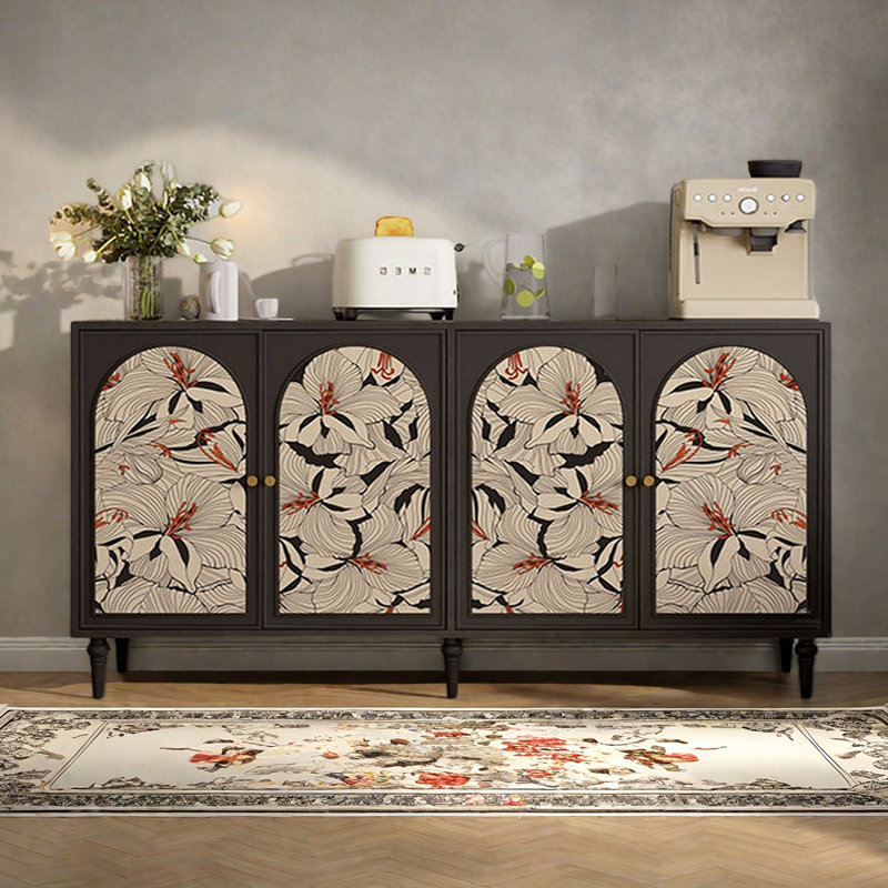 Buffet décoratif en bois multifonctionnel, Noir