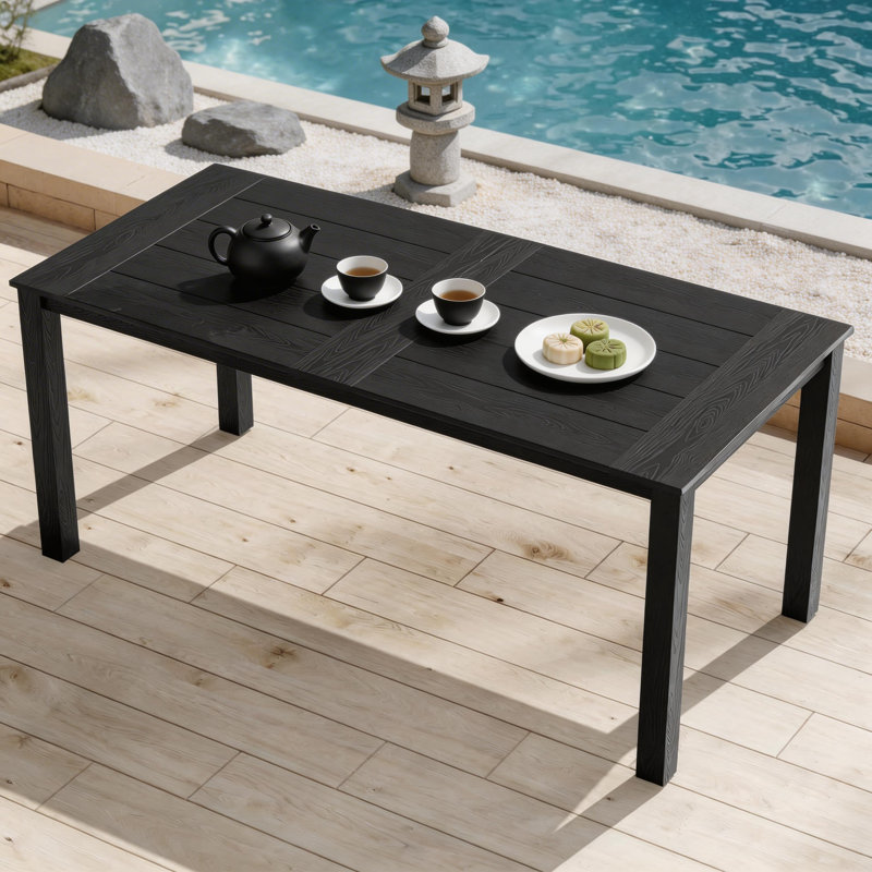Table de salle à manger d'extérieur en plastique pour l'extérieur, Noir