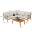 Ensemble de conversation d'extérieur en bois d'acacia et corde modulaire 4 pièces, canapé modulaire en L avec table basse pour bord de piscine et terrasse