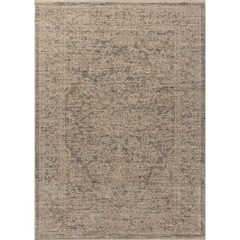 Tapis ardoise / naturel Bungalow Rose Allysan, Rectangle 7 pi 10 po x 7 pi 10 po