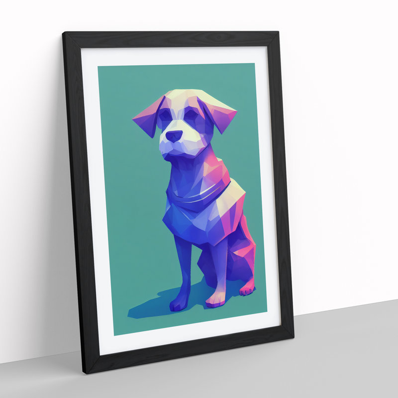 Sitting Dog No.1 Abstract - Framed Print, Black, 64cm H x 46cm W x 2cm D