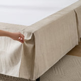 Box Pleat Linen Bed Skirt, 16" Drop Tailored Herringbone Linen