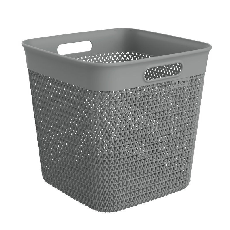  26 Qt Decorative Storage Basket Plastic Home Organizer, 1, Gray