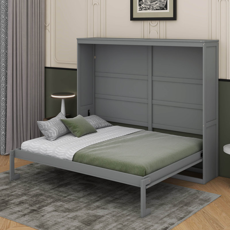 Queen Size Murphy Bed Wall Bed, Gray, Queen