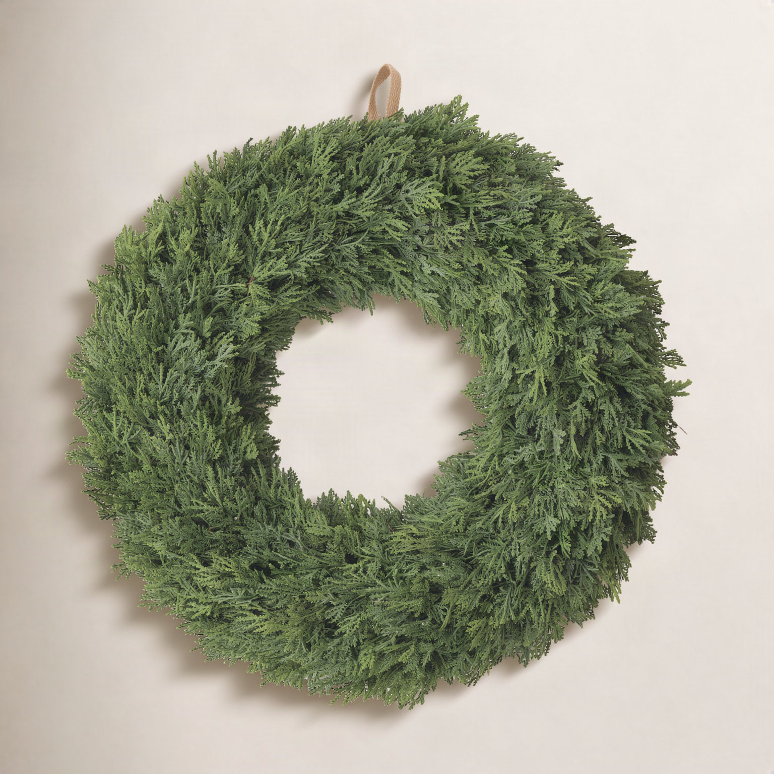 Artificial Lush Cedar Wreath, 22" H x 22" W x 4" D