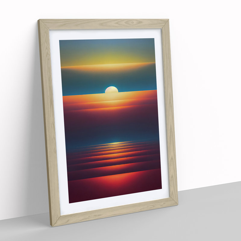 XV1022-5048X Vivid Abstract Sunset - Print, White, 66cm H x 48cm W, Oak Framed