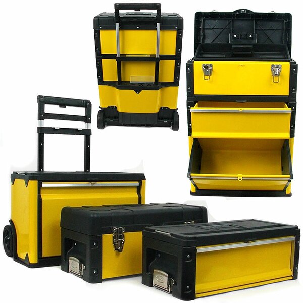 Stalwart Portable Tool Box with Wheels - Stackable 2-in-1 Tool Organizers 