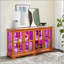Vitrine à DEL avec portes vitrées, tablettes réglables pour objets de collection, conception à quatre portes, vitrine rétro pour la maison ou le bureau-528503734