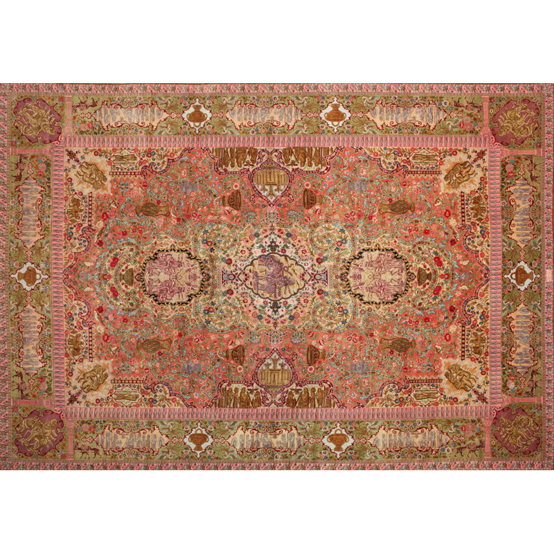 Tapis traditionnel 100% lavable à la machine 29 po, Rectangle 8 pi x 12 pi