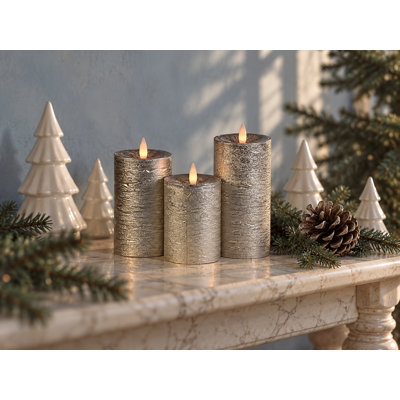 Flameless Pillar Candles Flickering with Remote Timer, Battery Operated LED Candles Up to 400 Hours, 3D Moving Flame Real Wax Candles, Set of 3, D3,Remote Included