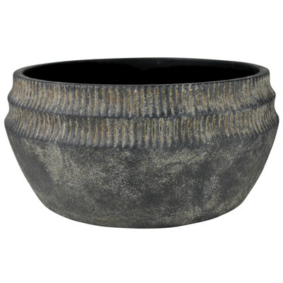 Koven Grey Tribal Low Cement Planter