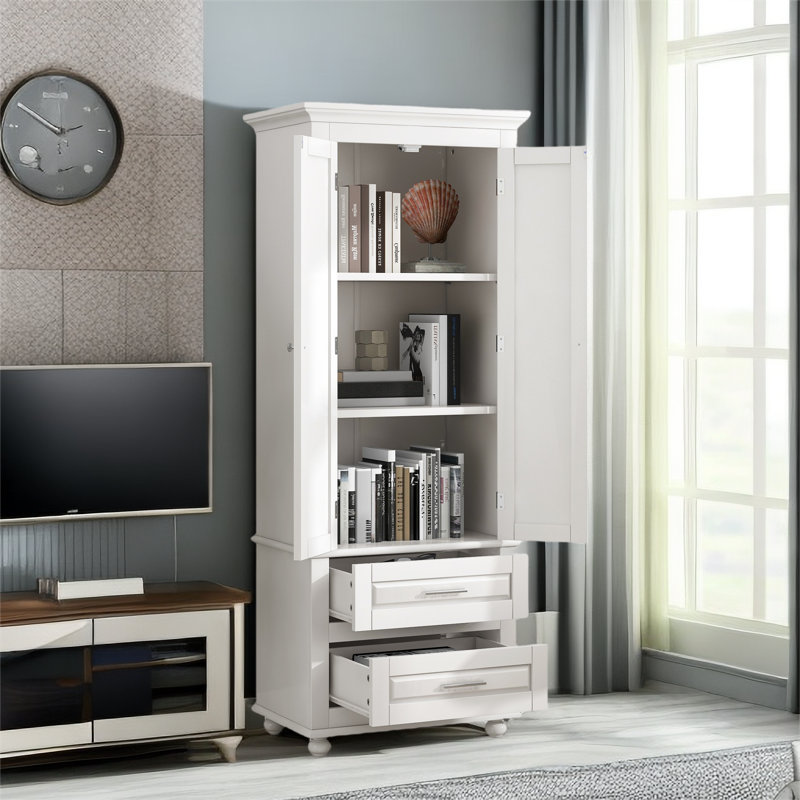 Rivertown Freestanding Bathroom Cabinet with Two Drawers, White