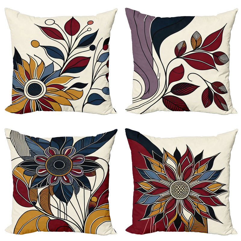 Floral Outdoor Pillow Cover, 16"H x 16"W