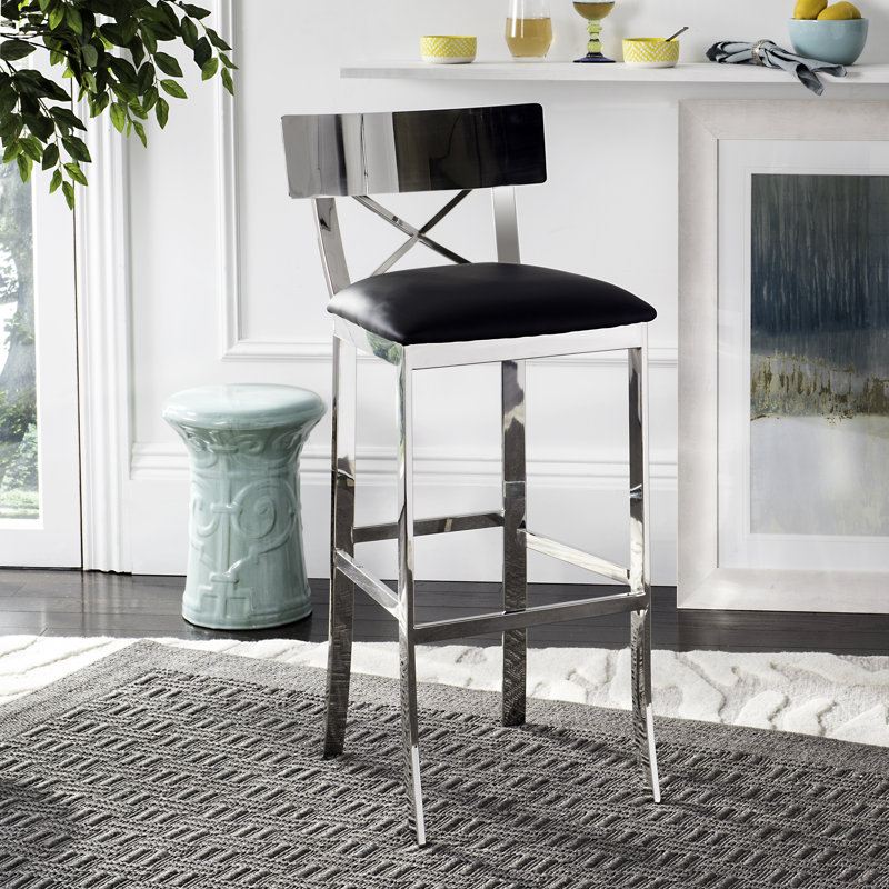 Tabouret de bar et de comptoir Bhavesh, Noir, Tabouret de bar (assise de 30 po de hauteur)
