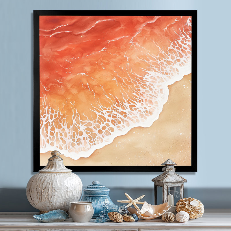 Velours rêverie de plage océan IV - art mural moderne plage, H 36 po x l 36 po, Noir