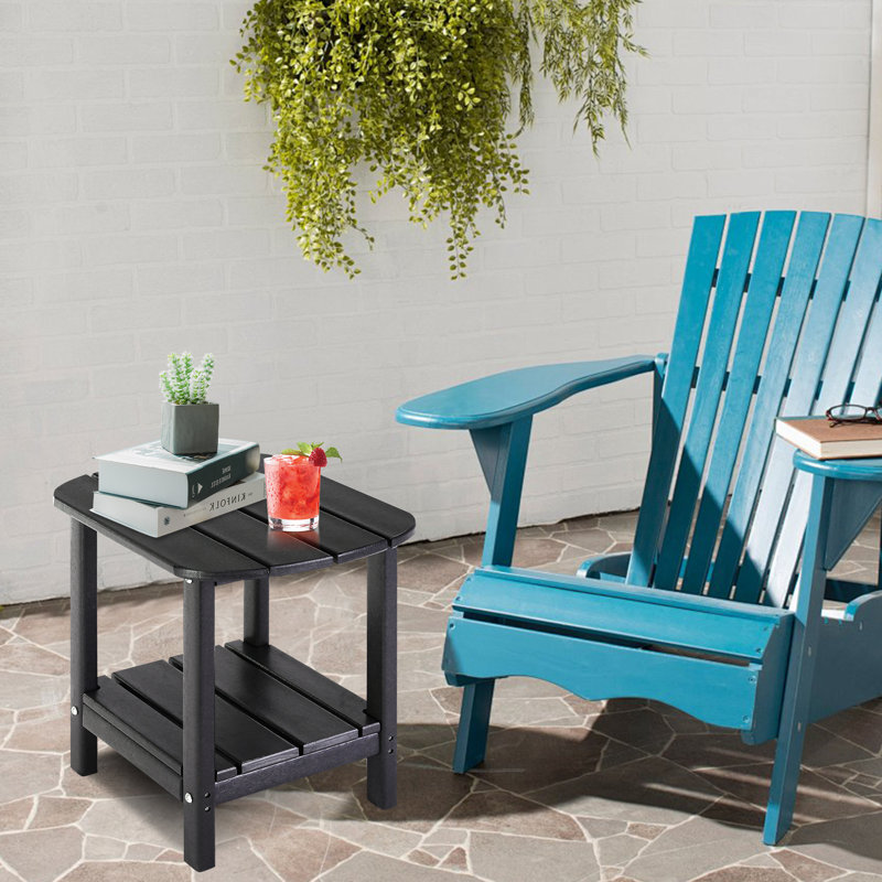 Oval Double Adirondack Side Table,Patio Table, Black