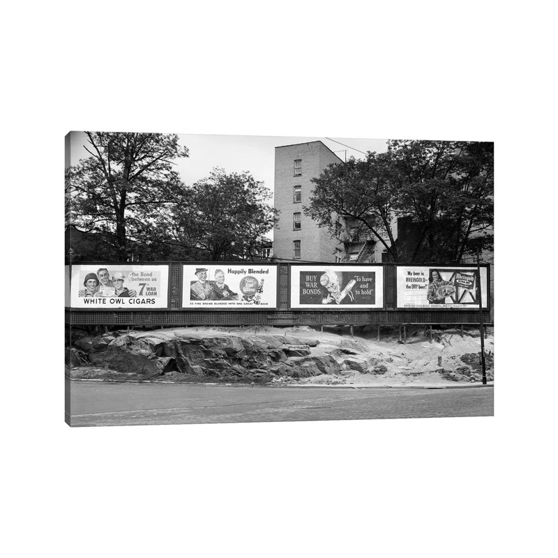 1940s-1945 Wartime Billboards For Cigars Beer Coca Cola All Promoting War Bonds Burnside Avenue In The Bronx New York - Wrapped Canvas Print
