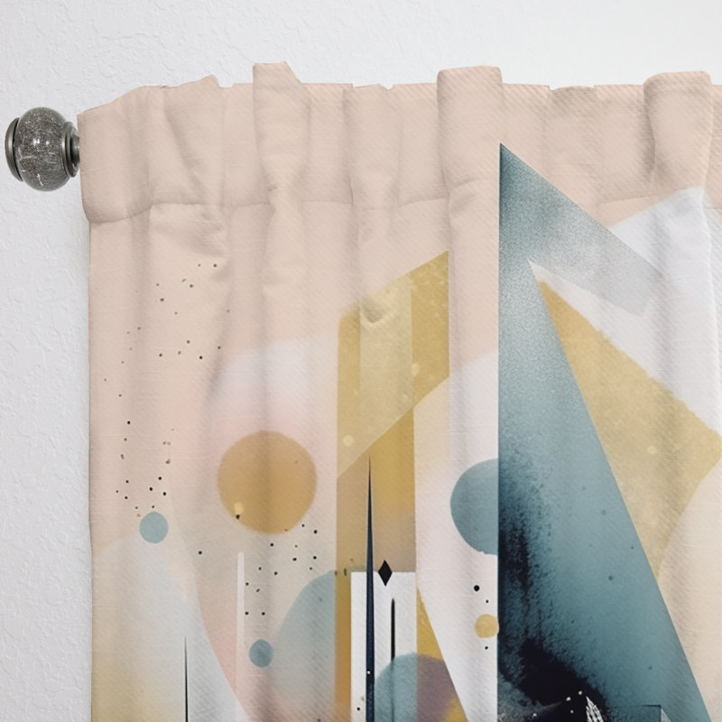 Gavrilla - Abstrait cubique moderne rose et bleu - Rideau moderne - Velours obscurcissant - 1 panneau, L 52 po x L 95 po