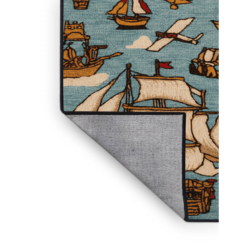 Tapis de transport gris lavable à la machine, Rectangle de 5 pi x 8 pi