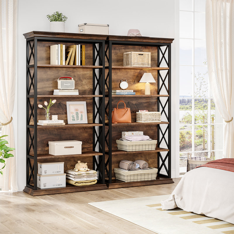 180 cm H x 80 cm W Etagere Bookcase, Brown/Black