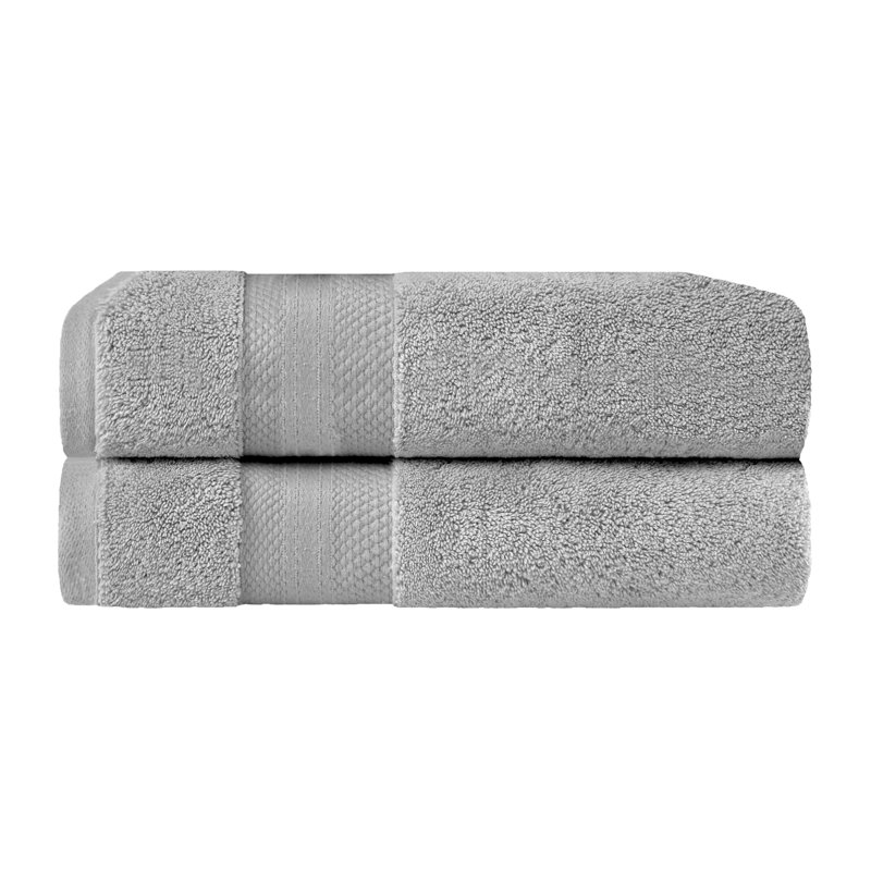 Finnian Plush Heavyweight, 100% Turkish Towel Collection, Gray, Bath Towels - 2 Pack