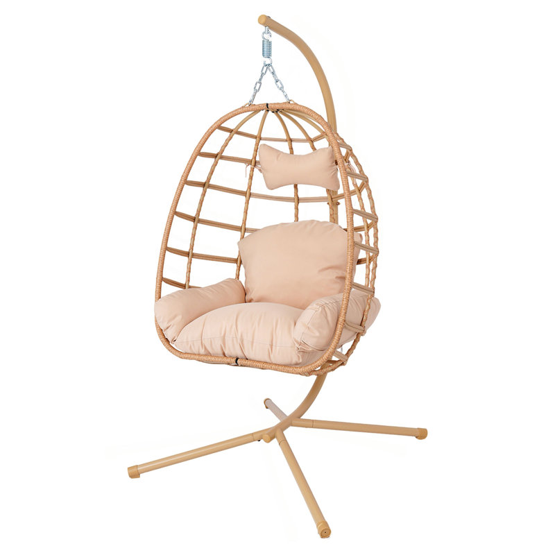 Balancelle suspendue en PE avec œuf et support, Light Pink, Yellow